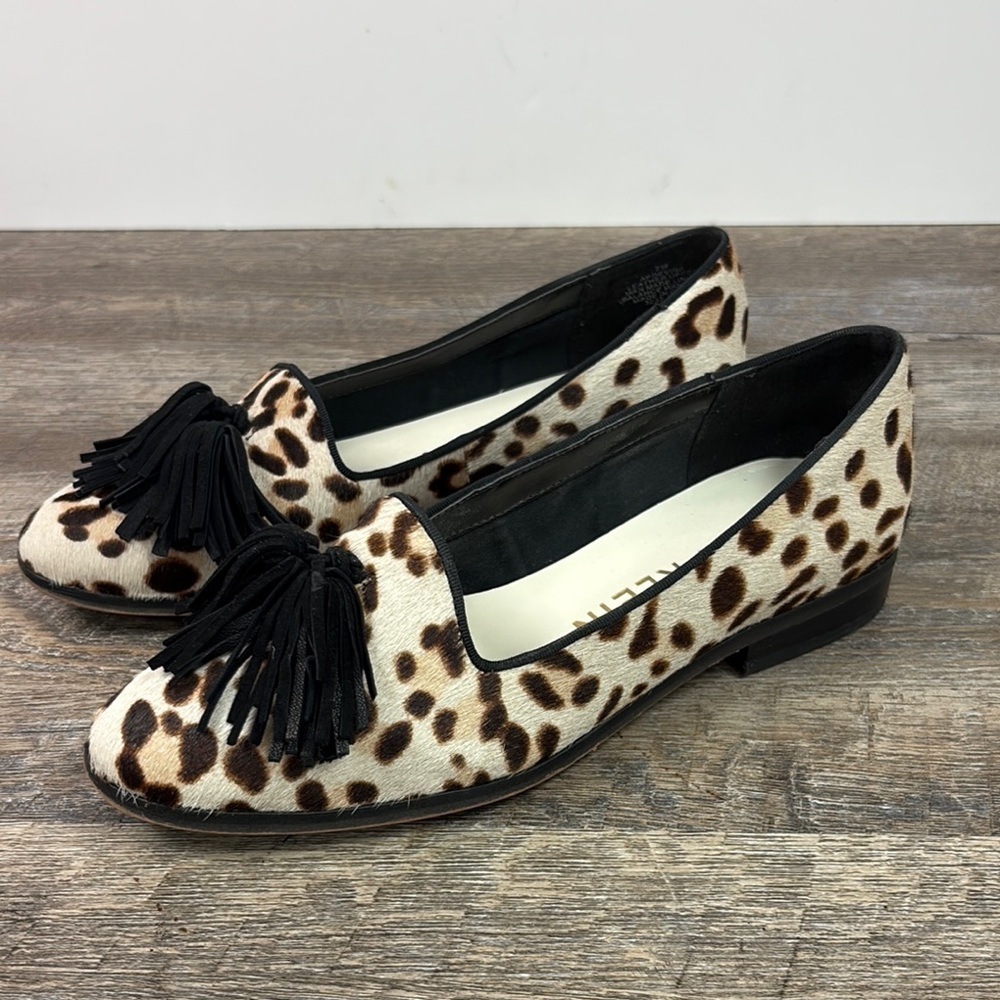 Anne Klein DEVINA Leopard Print Leather Loafers Size 7